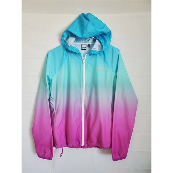 FILA Windbreaker Hooded Rainbow Color Zipper - Picture 1 of 6